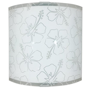 Applique 1xE27 Montatura Argento Vetro Lastra Serigrafato Fiore Bianco E-Energy Delia