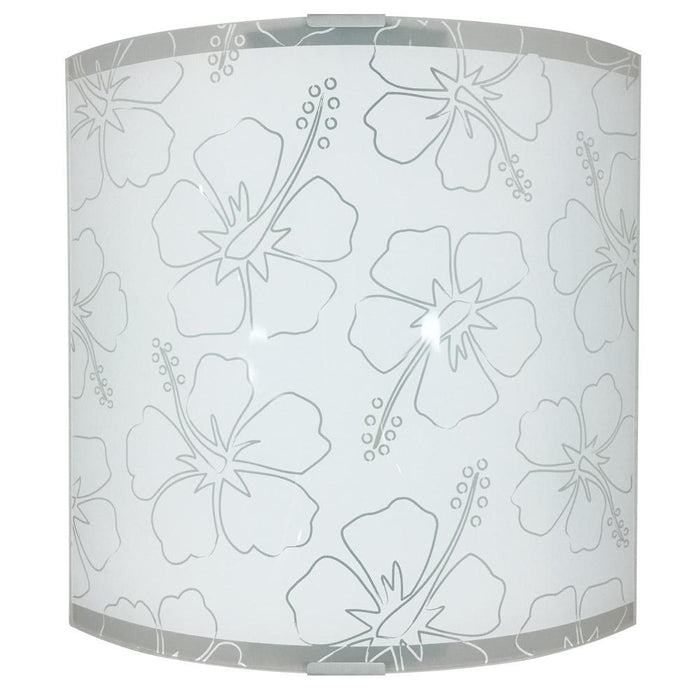 Applique 1xE27 Montatura Argento Vetro Lastra Serigrafato Fiore Bianco E-Energy Delia