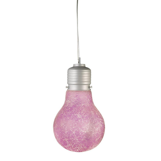 Sospensione 1xE27 Montatura Argento Vetro Filante Rosa E-Energy Elettra