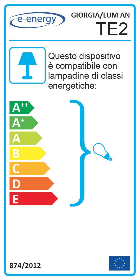 Lume 1xE14 Montatura Anticata Vetro Paglierino E-Energy Giorgia