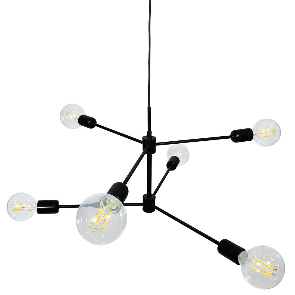 Lampadario 6xE27 Montatura Verniciata Nero E-Energy Lara