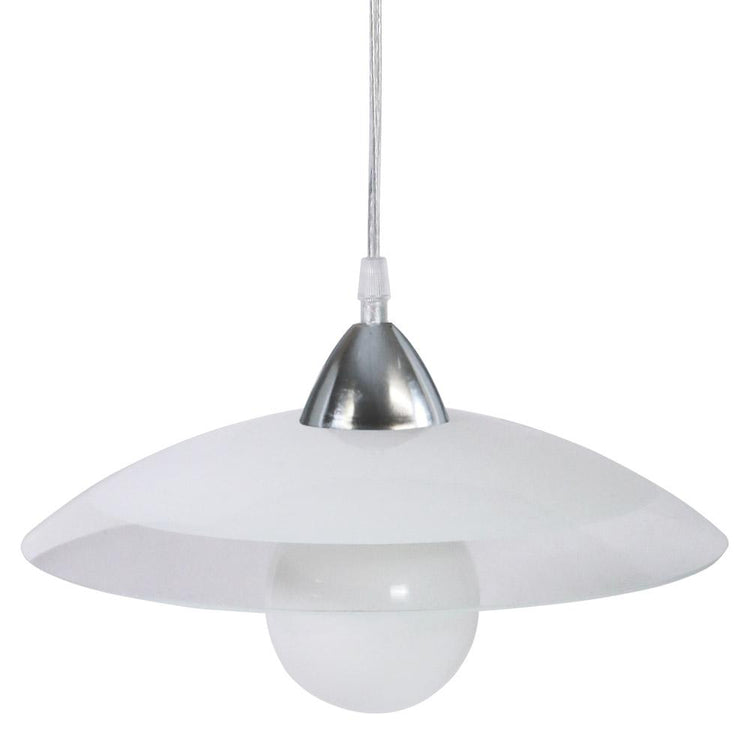 Sospensione D30 1xE27 Montatura Cromo-Trasparente Vetro Lastra Bianco E-Energy Lavinia