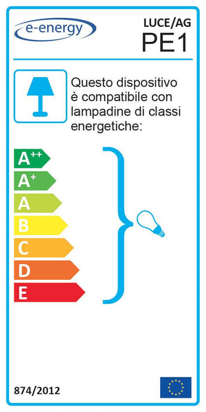 Applique 1xE27 Montatura Argento Vetro Lastra Serigrafato Bianco 2 Righe E-Energy Luce