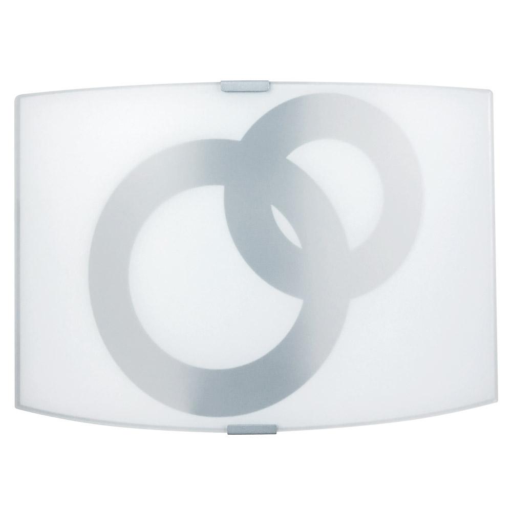 Applique 1xE27 Montatura Argento Vetro Lastra Bianco Cerchi E-Energy Stefania