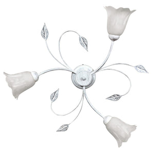 Plafoniera 3xE14 Montatura Bianco Argento Vetro Spugnato Bianco E-Energy Teresa