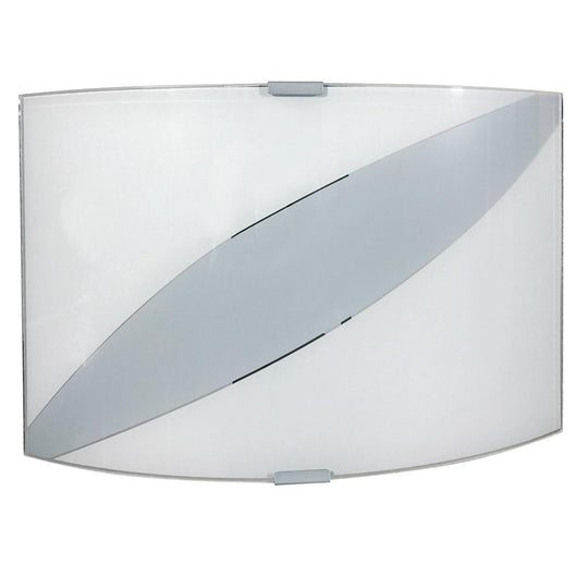 Applique 1xE27 Montatura Argento Vetro Lastra Bianco Decorato Fascia E-Energy Valentina