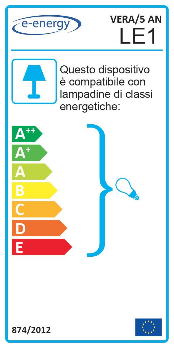 Lampadario 5xE14 Montatura Bianco Oro Vetro Scavo Sintetico Bianco Sfumato Rosa E-Energy Vera