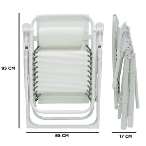 Sedia Sdraio Zero Gravity Reclinabile Pieghevole in Acciaio e Textilene Ariel Bianca