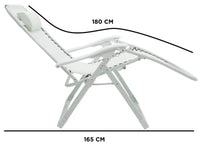 Sedia Sdraio Zero Gravity Reclinabile Pieghevole in Acciaio e Textilene Ariel Bianca