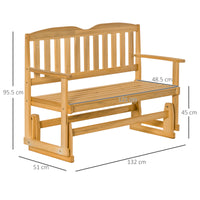 Panchina Dondolo da Giardino 2 Posti 132x51x95,5 cm in Legno di Abete