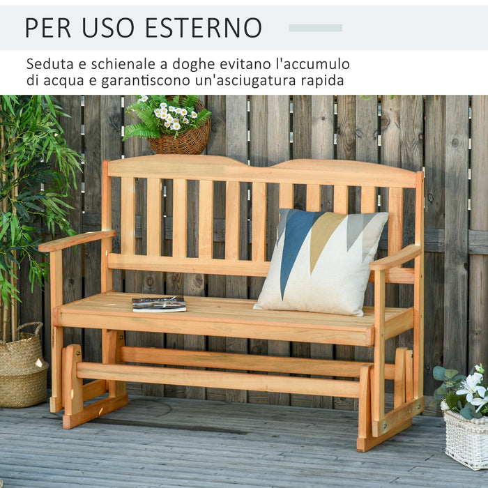 Panchina Dondolo da Giardino 2 Posti 132x51x95,5 cm in Legno di Abete