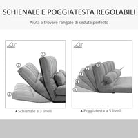 Divano Letto Pieghevole da Pavimento 130x73x60 cm Schienale Reclinabile Grigio Chiaro