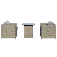 Set Salotto da Giardino 2 Divani 1 Tavolo in Rattan Grigio-Nero