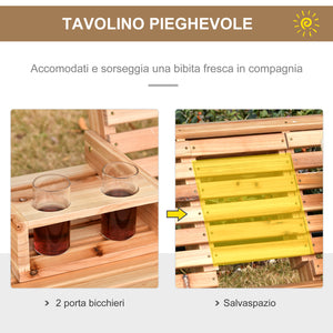 Dondolo 3 Posti Sospeso 150x75x53 cm con Tavolino Pieghevole in Legno