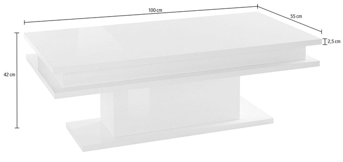 Tavolino da Caffè 100x55x42 cm Little Big Bianco Lucido