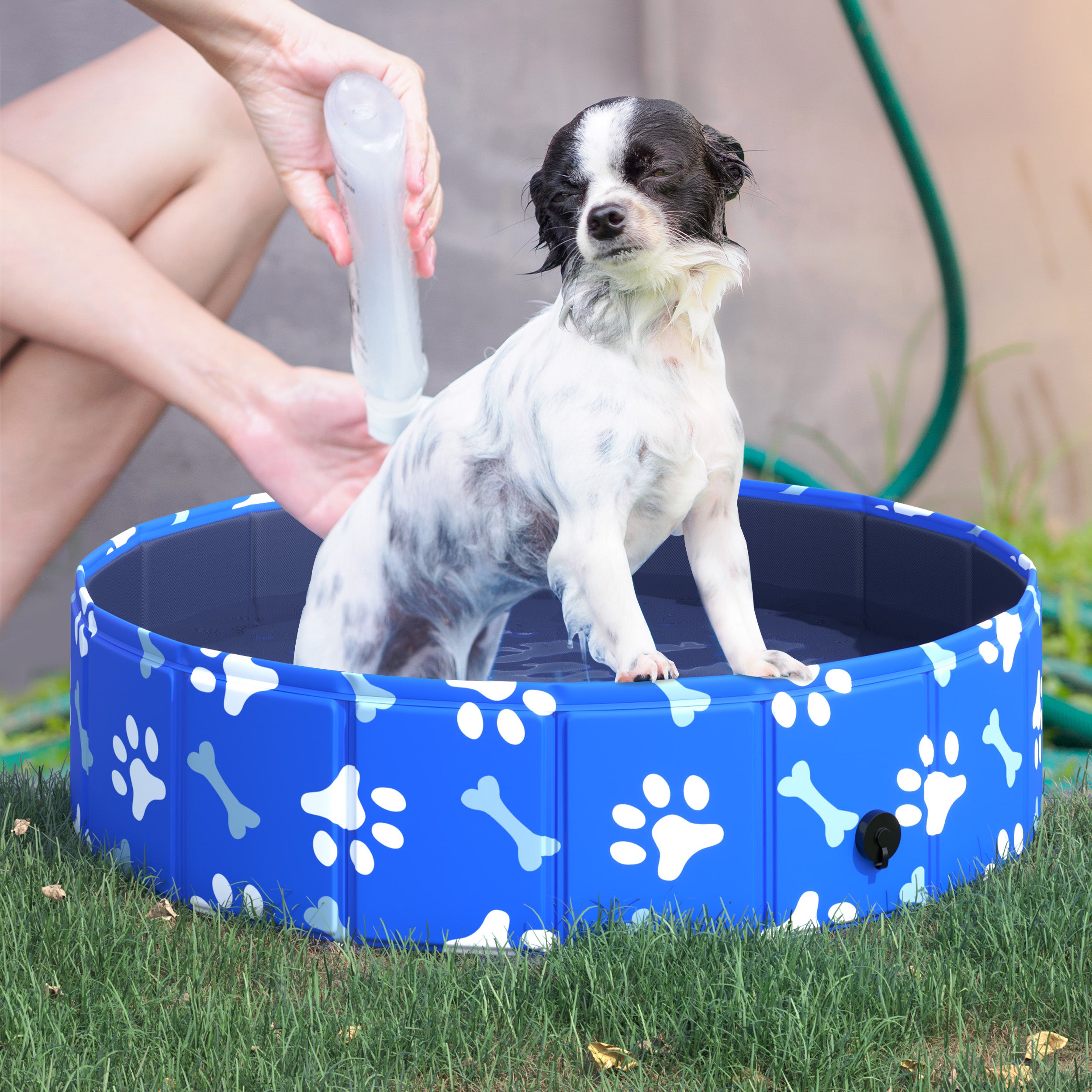 Piscina Rigida per Cani Taglia Piccola 25 Kg Ø80x20 cm in PVC e Truciolare Blu