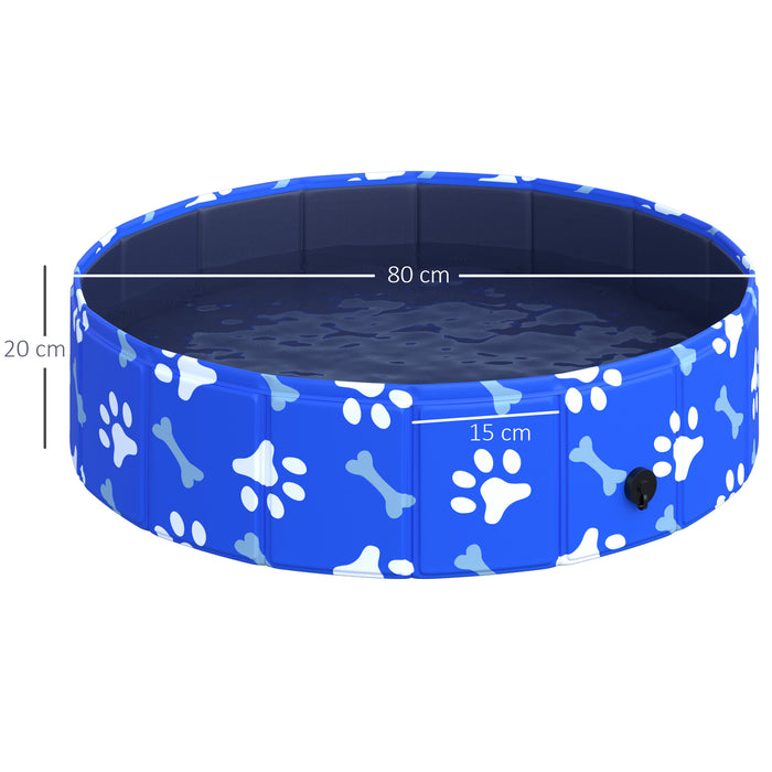 Piscina Rigida per Cani Taglia Piccola 25 Kg Ø80x20 cm in PVC e Truciolare Blu