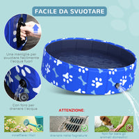 Piscina Rigida per Cani Taglia Piccola 25 Kg Ø80x20 cm in PVC e Truciolare Blu