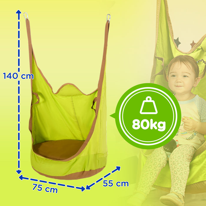 Amaca a Sacco per Bambini Sospesa 75x55x140 cm in Cotone e PVC Verde