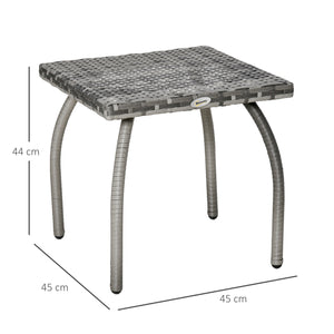 Tavolino da Giardino 45x45x44 cm in Rattan Sintetico Grigio