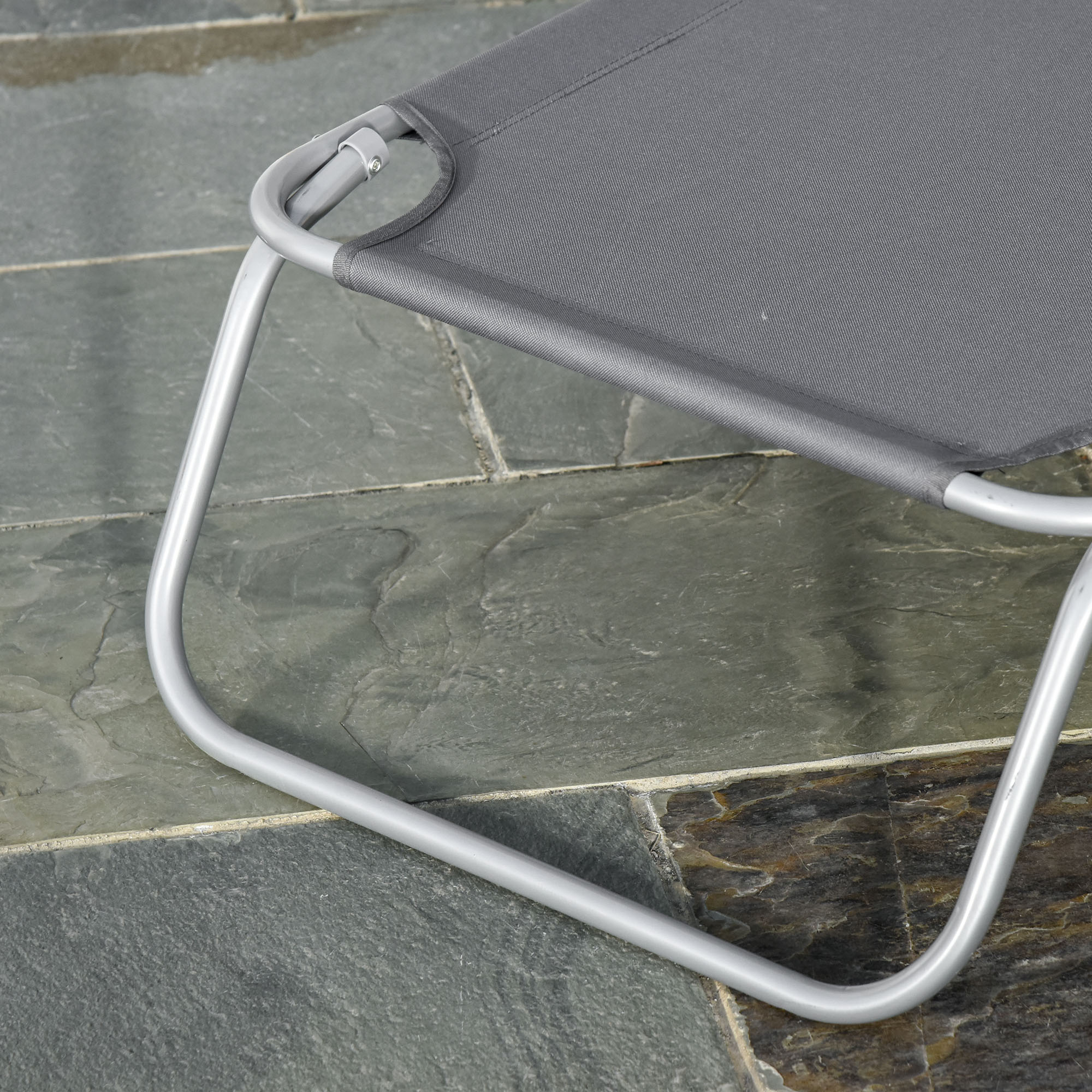 Lettino Prendisole Pieghevole da Giardino 180x55x24 cm in Metallo e Tessuto Oxford Grigio