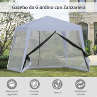 Gazebo da Giardino 3x3m con Zanzariera Grigio