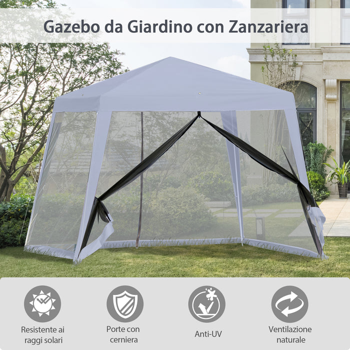 Gazebo da Giardino 3x3m con Zanzariera Grigio