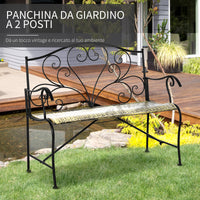 Panchina 2 Posti da giardino 100x50x88 cm in Ferro Nero e Bronzo