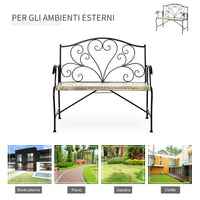 Panchina 2 Posti da giardino 100x50x88 cm in Ferro Nero e Bronzo