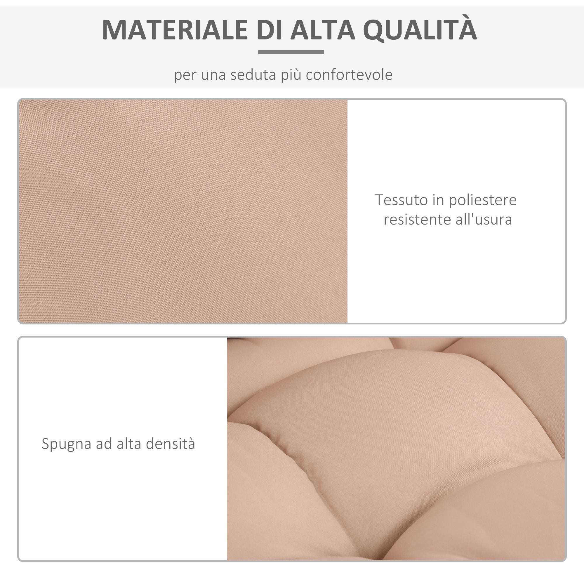 Set 3 Cuscini Seduta e 2 Schienali per Pallet in Poliestere Imbottito Beige