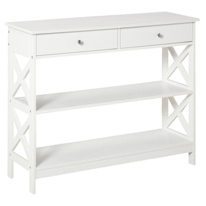 Consolle Ingresso 2 Cassetti 100x30,5x80 cm in MDF Bianco