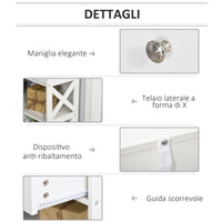 Consolle Ingresso 2 Cassetti 100x30,5x80 cm in MDF Bianco