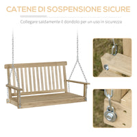 Dondolo 2 Posti Sospeso 119x65x61 cm in Legno