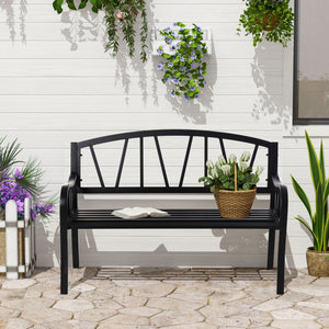 Panchina 2 Posti da giardino 128x56x86 cm in Metallo Nero