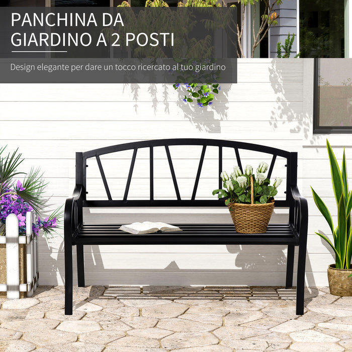 Panchina 2 Posti da giardino 128x56x86 cm in Metallo Nero