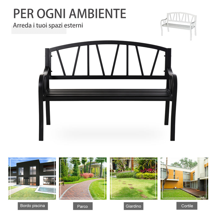 Panchina 2 Posti da giardino 128x56x86 cm in Metallo Nero