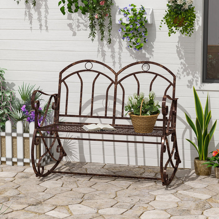 Panchina 2 Posti da giardino 104x75x95,5 cm in Metallo Bronzo