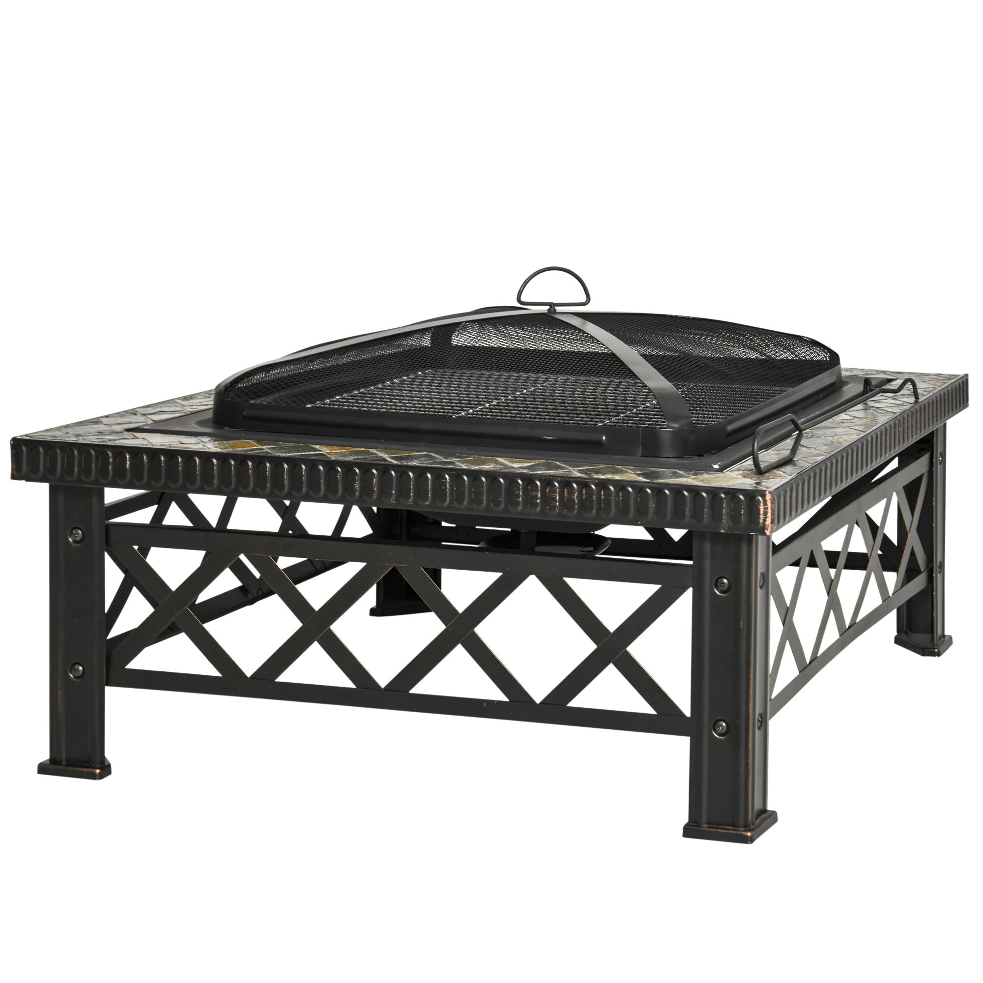 Berbecue a Legna 76x76x47 cm in Metallo Nero