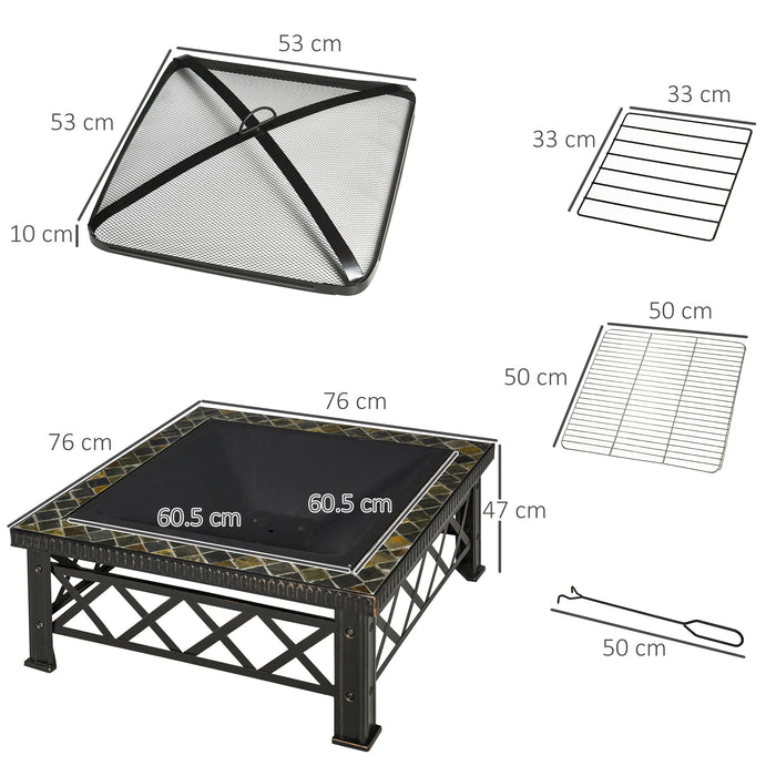 Berbecue a Legna 76x76x47 cm in Metallo Nero