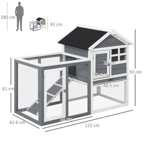 Conigliera Gabbia per Conigli 122x62,6x92 cm in Legno Grigio e Bianco