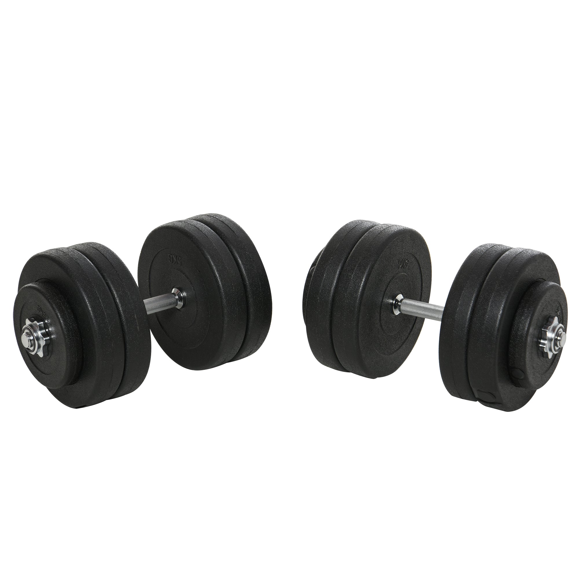 Set 2 Manubri con 12 Dischi Gommati 50 Kg in Acciaio