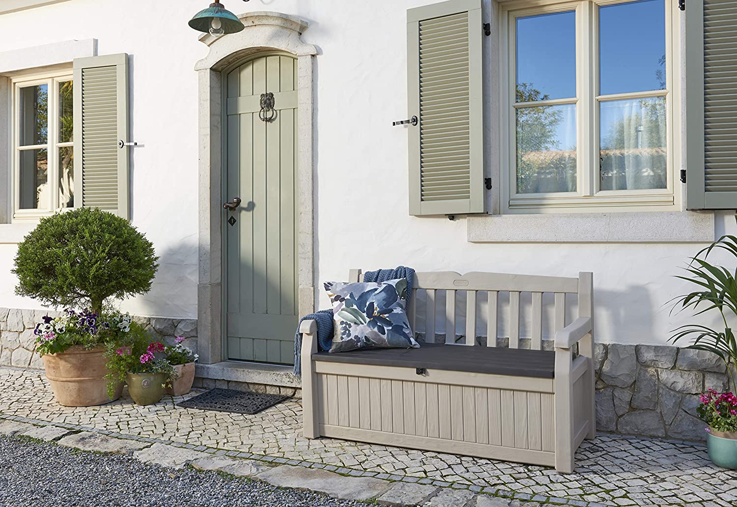 Panchina Contenitore da Giardino 140x60x84 cm in Resina Keter Eden Bench Beige