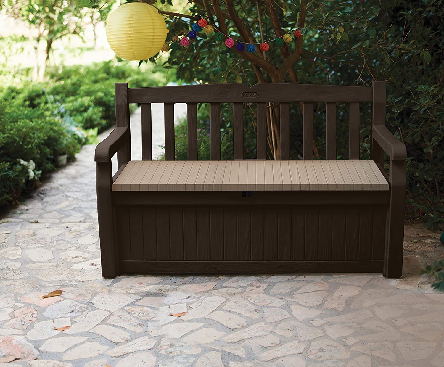 Panchina Contenitore da Giardino 140x60x84 cm in Resina Keter Eden Bench Marrone