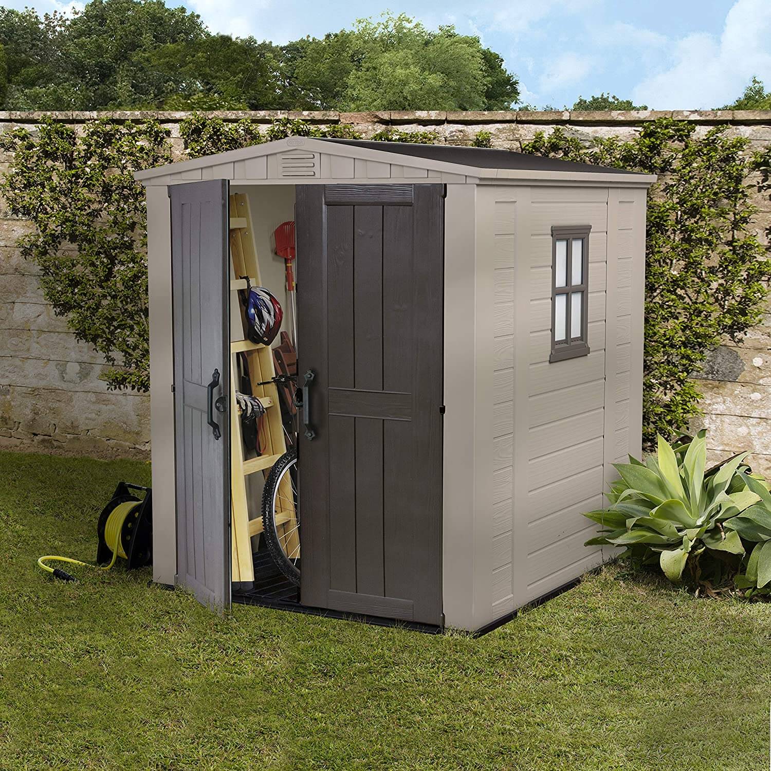 Casetta da Giardino Porta Attrezzi 178x208x195,5 cm in Resina Keter Factor 6x6 Beige