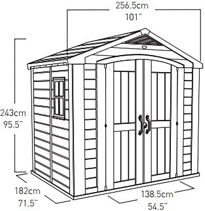 Casetta da Giardino Porta Attrezzi 265,5x243x182 cm in Resina Keter Factor 8x6 Beige