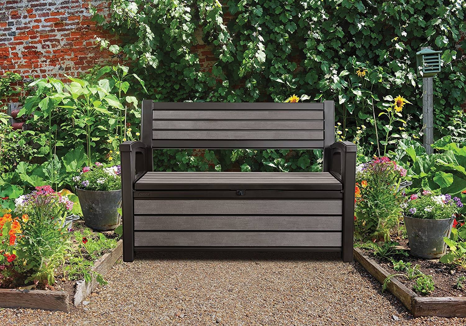 Panchina Contenitore da Giardino 132,7x89x61,2 cm in Resina Keter Hudson Bench Antracite