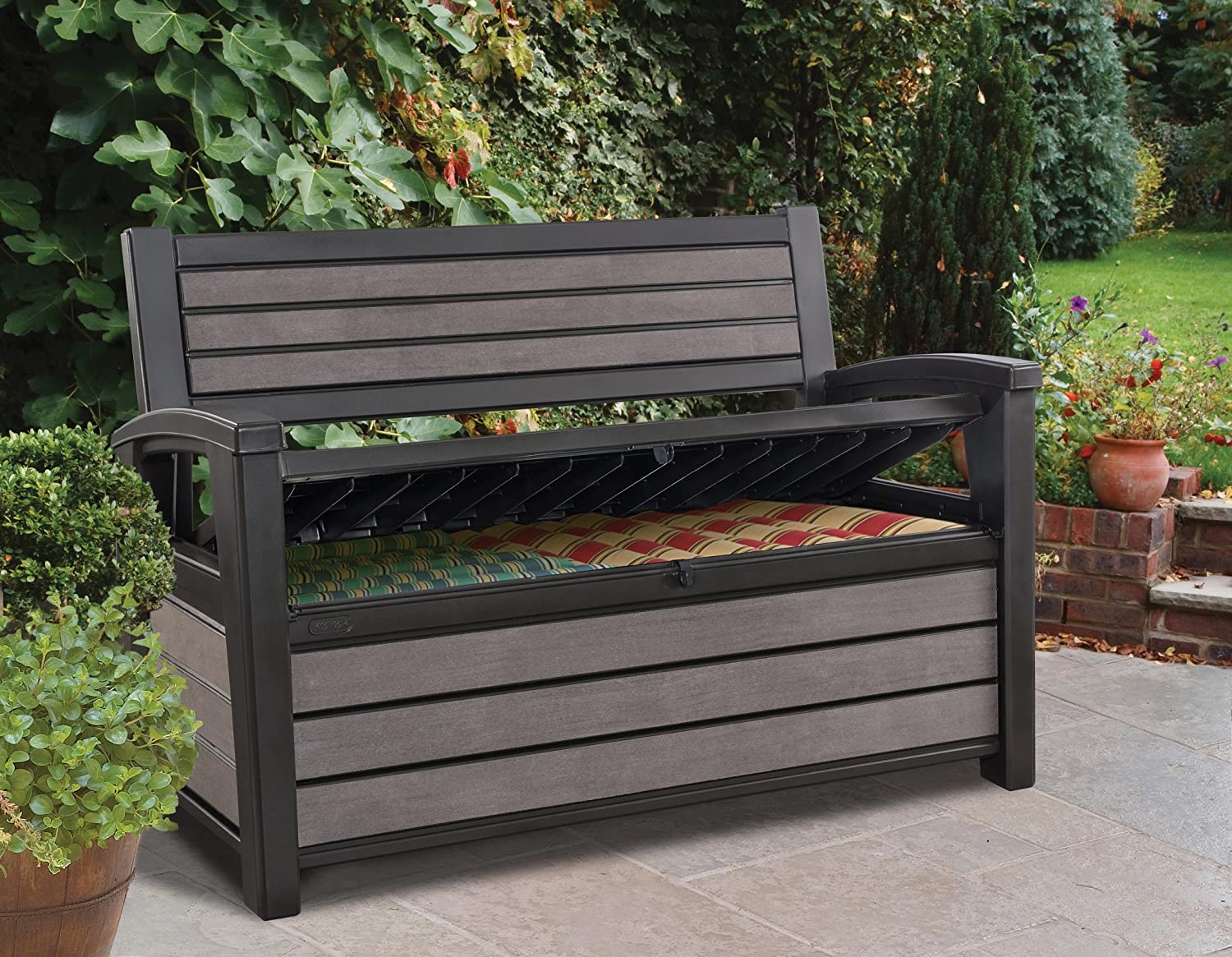 Panchina Contenitore da Giardino 132,7x89x61,2 cm in Resina Keter Hudson Bench Antracite