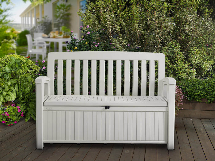 Panchina Contenitore da Giardino 132x89x61,2 cm in Resina Keter Patio Bench Bianca