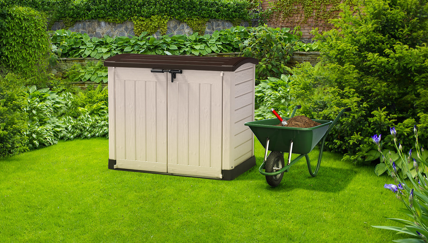 Armadio Porta Attrezzi da Giardino 146x120x82 cm in Resina Keter Store It Out Arc Beige