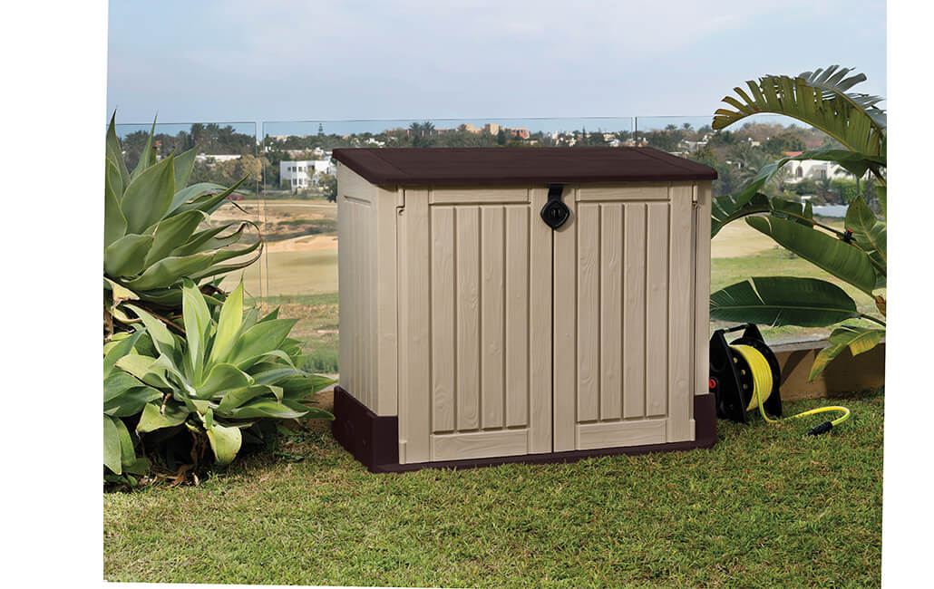 Armadio Porta Attrezzi da Giardino 130x110x74 cm in Resina Keter Store It Out Midi Beige